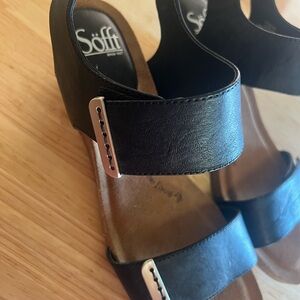 Sofft Women's Black Leather Sandals 10M Natural Leather Adjustable